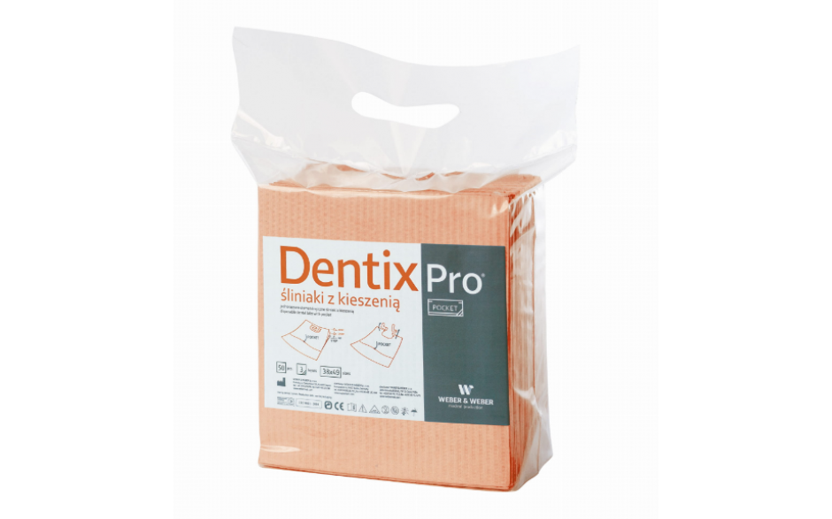 Śliniak z kieszenią Dentix Pro Pocket - 50szt, 6 kolorów