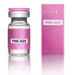 Opakowanie DIVES Med Pink Age w postaci fiolki i kartonika w intensywnym różowym kolorze, ustawione na jasnym tle.